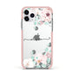 Personalised Pink Flower Name Apple iPhone 11 Pro in Silver with Pink Impact Case