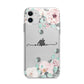 Personalised Pink Flower Name Apple iPhone 11 in White with Bumper Case