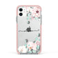 Personalised Pink Flower Name Apple iPhone 11 in White with Pink Impact Case