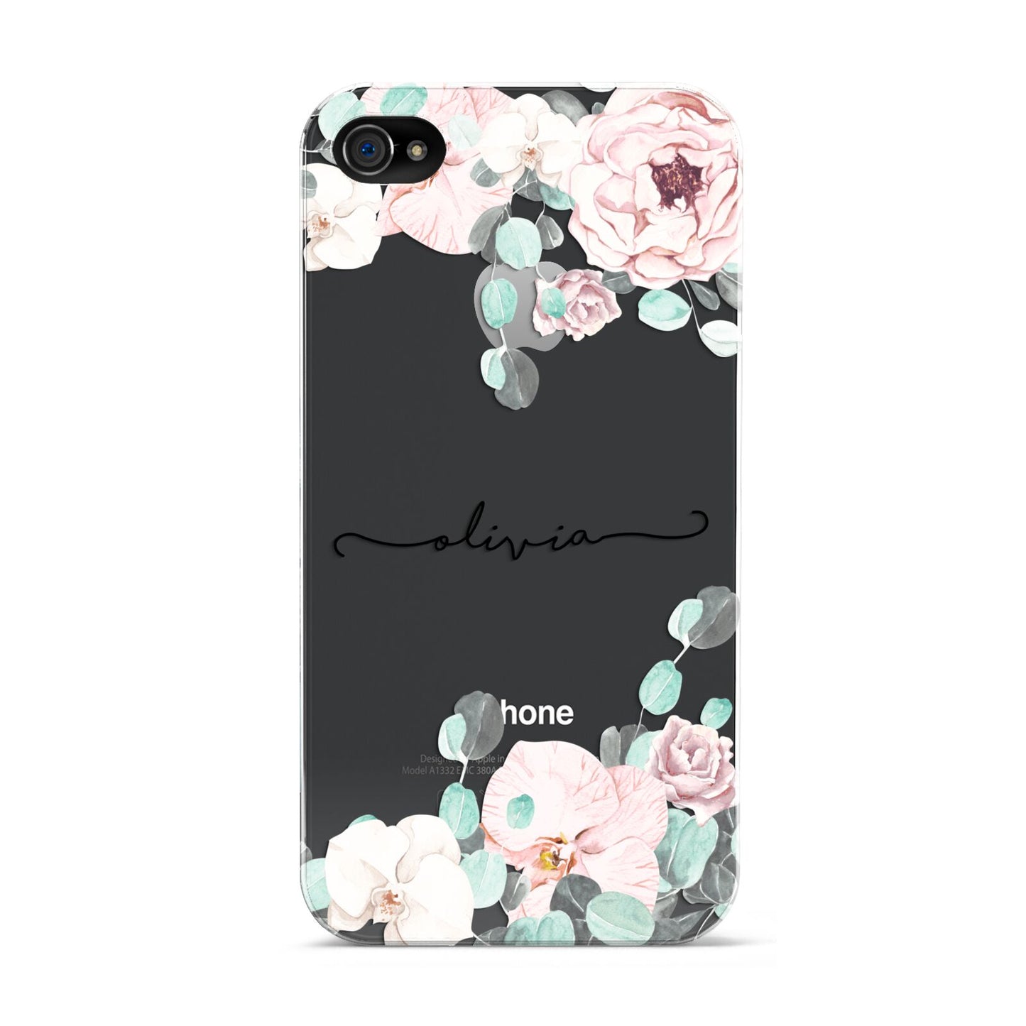 Personalised Pink Flower Name Apple iPhone 4s Case