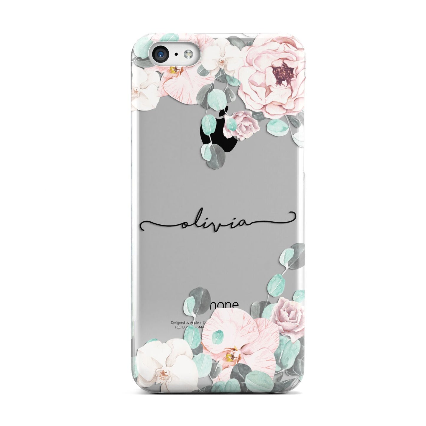 Personalised Pink Flower Name Apple iPhone 5c Case