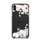 Personalised Pink Flower Name Apple iPhone Xs Max Impact Case Black Edge on Black Phone