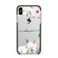 Personalised Pink Flower Name Apple iPhone Xs Max Impact Case Black Edge on Silver Phone