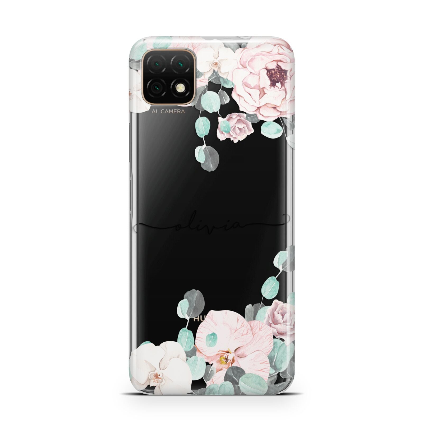 Personalised Pink Flower Name Huawei Enjoy 20 Phone Case