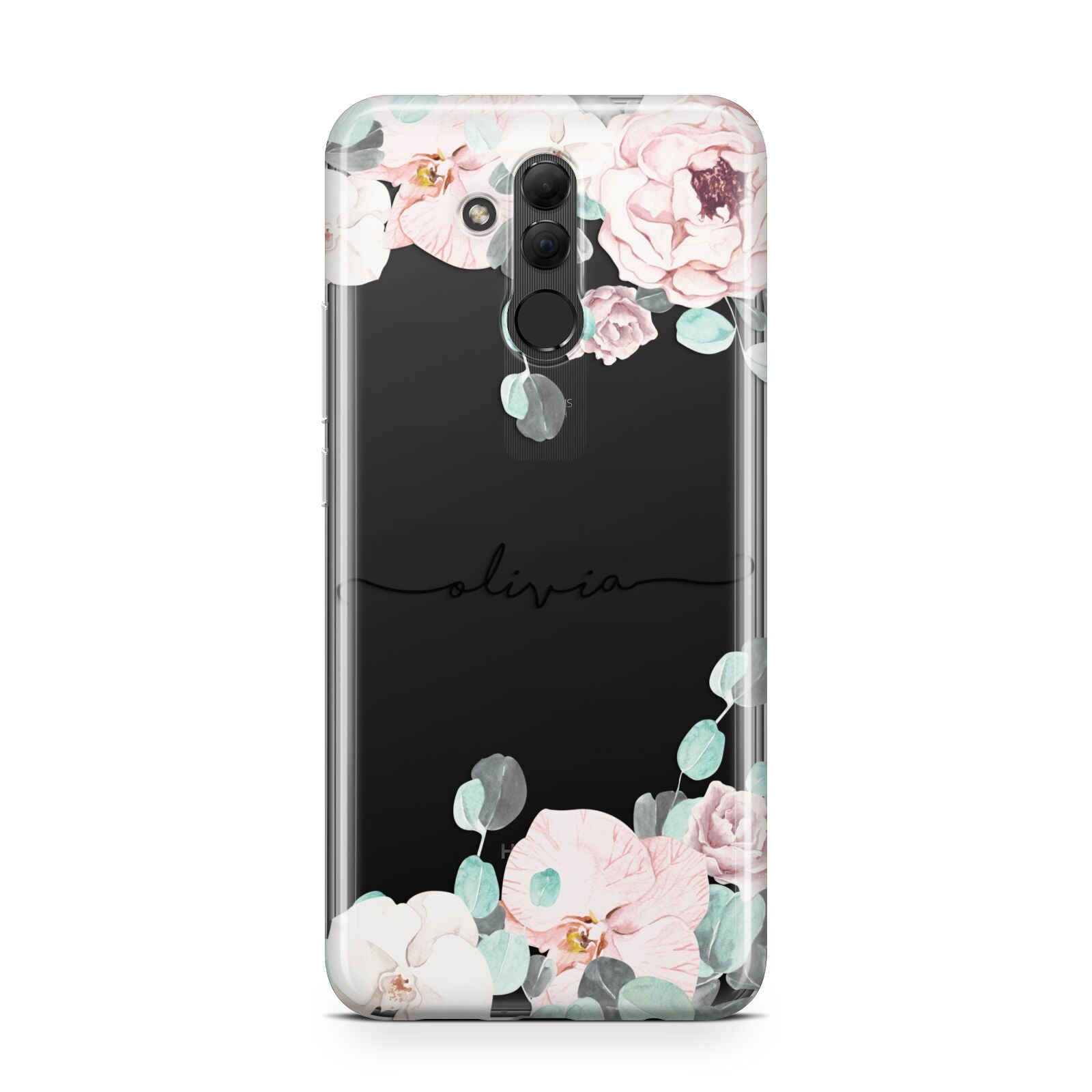 Personalised Pink Flower Name Huawei Mate 20 Lite