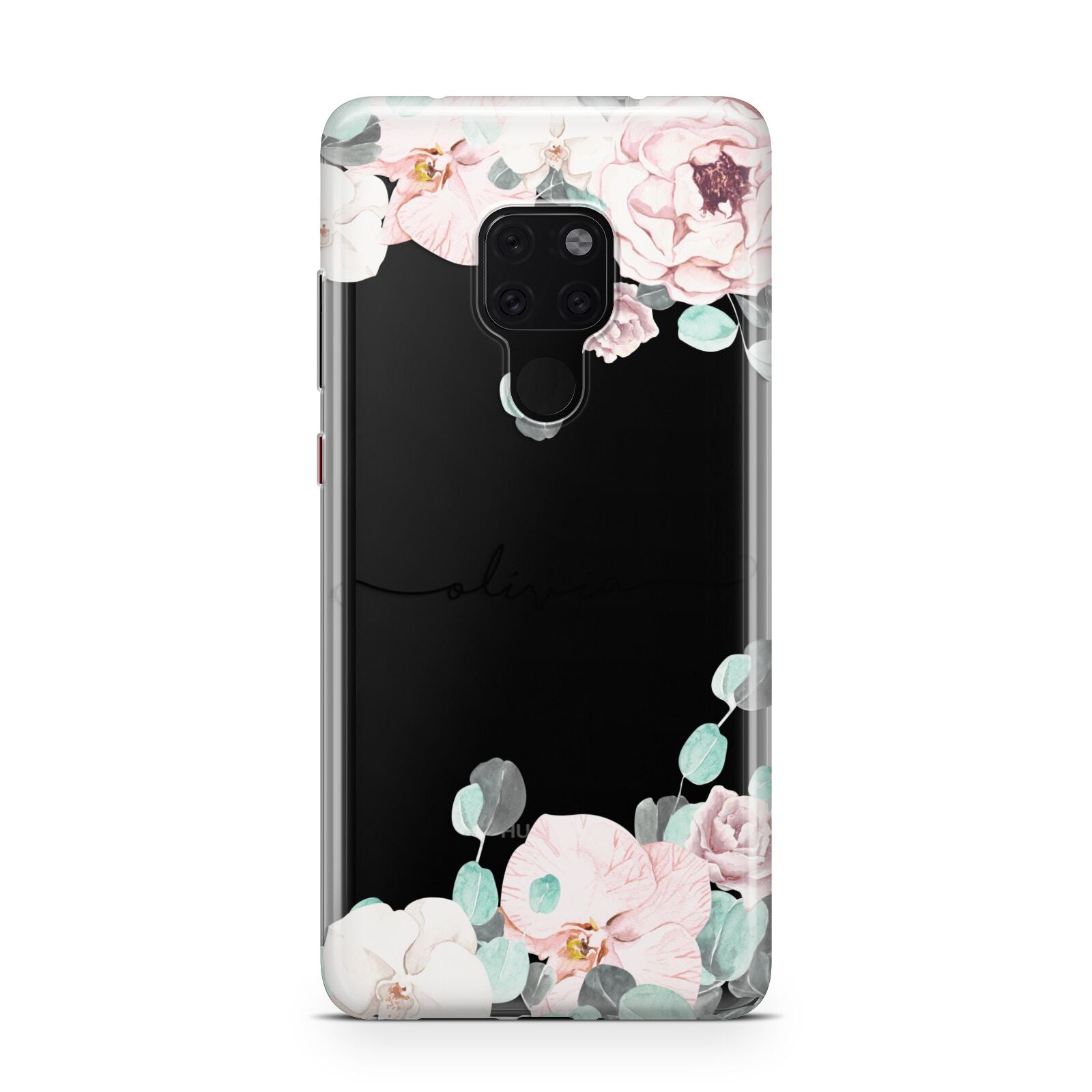 Personalised Pink Flower Name Huawei Mate 20 Phone Case