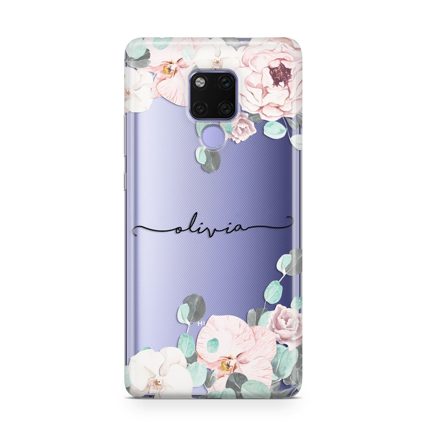 Personalised Pink Flower Name Huawei Mate 20X Phone Case