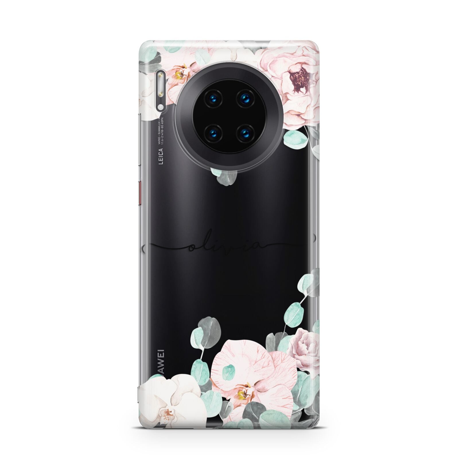 Personalised Pink Flower Name Huawei Mate 30 Pro Phone Case