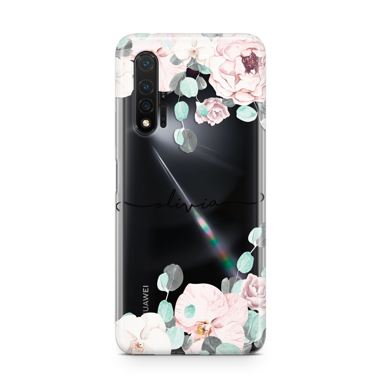 Personalised Pink Flower Name Huawei Nova 6 Phone Case