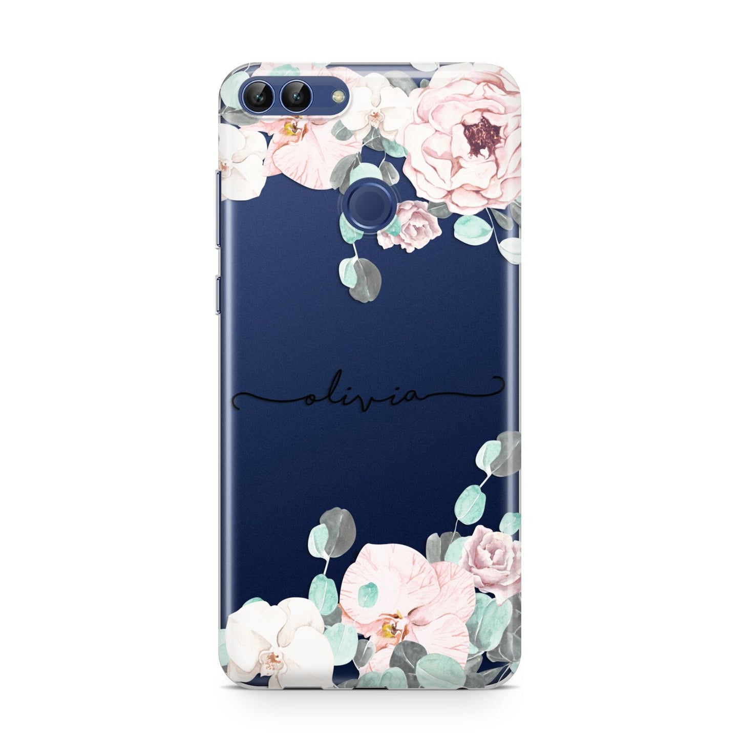 Personalised Pink Flower Name Huawei P Smart Case