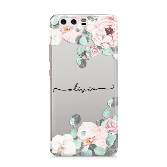 Personalised Pink Flower Name Huawei P10 Phone Case