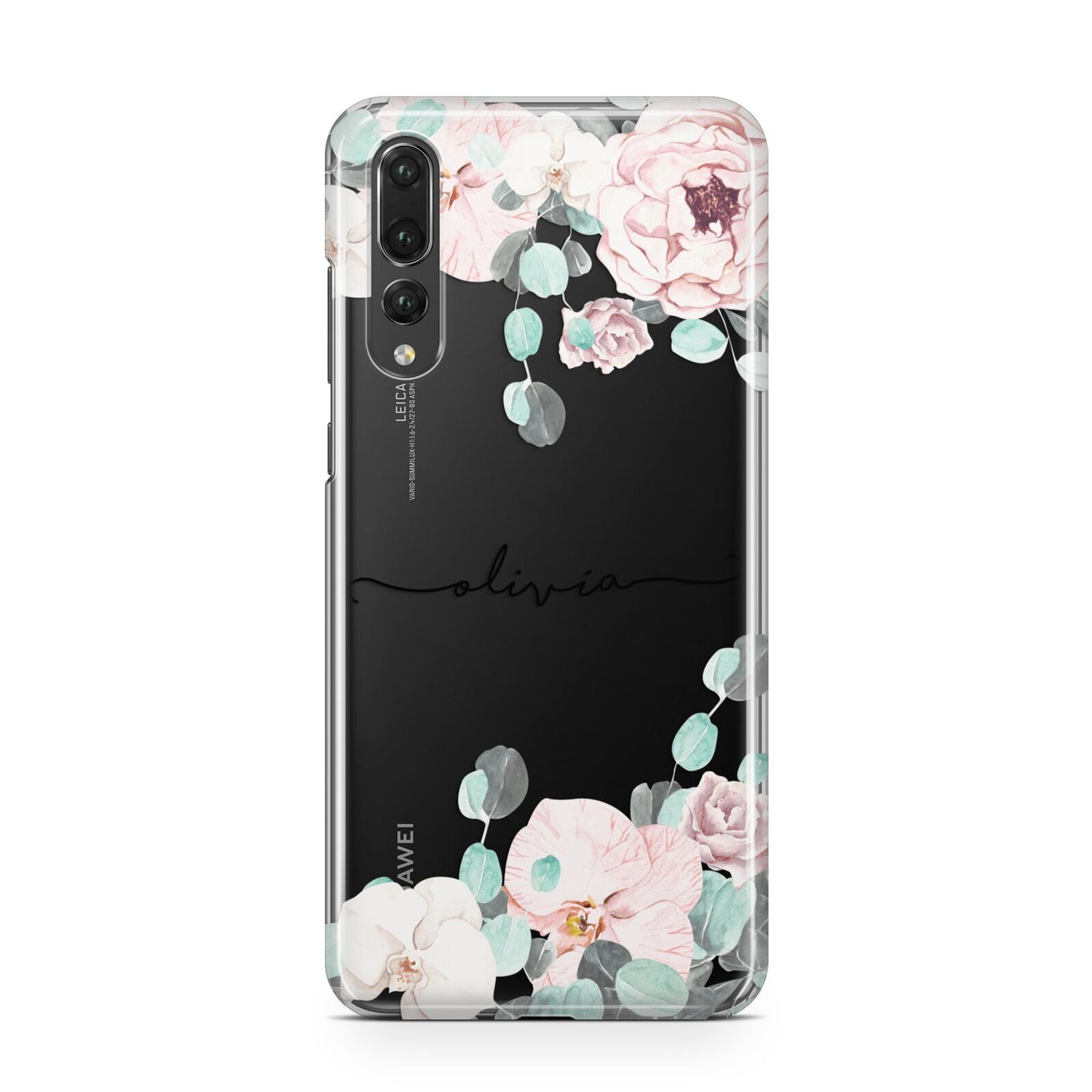 Personalised Pink Flower Name Huawei P20 Pro Phone Case