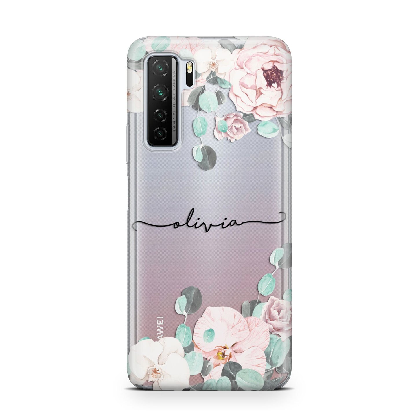 Personalised Pink Flower Name Huawei P40 Lite 5G Phone Case