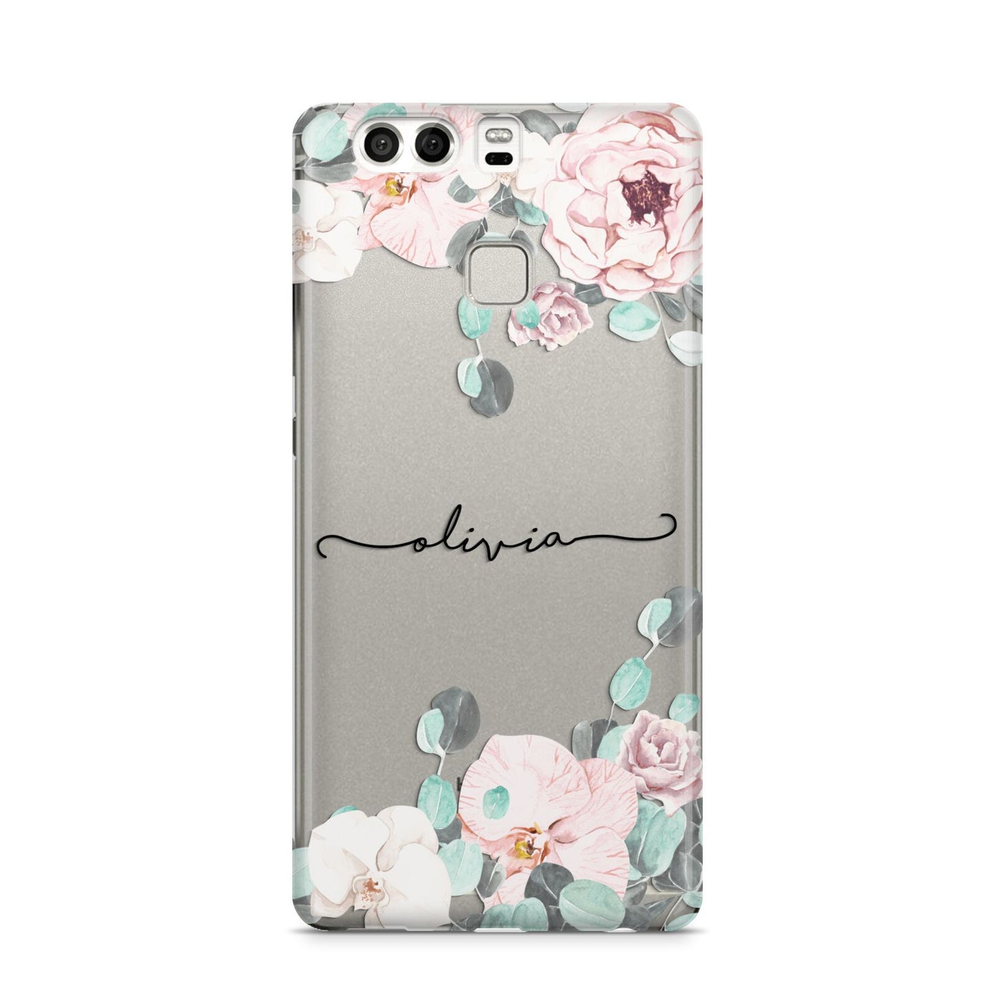 Personalised Pink Flower Name Huawei P9 Case