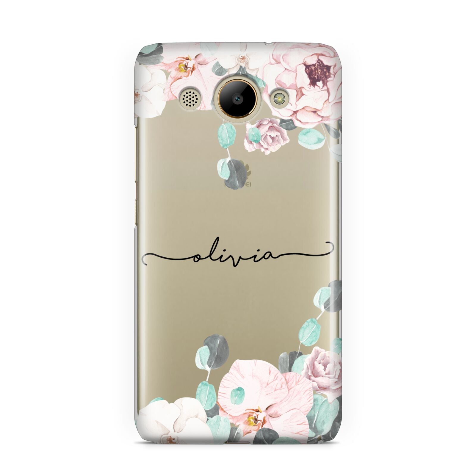 Personalised Pink Flower Name Huawei Y3 2017