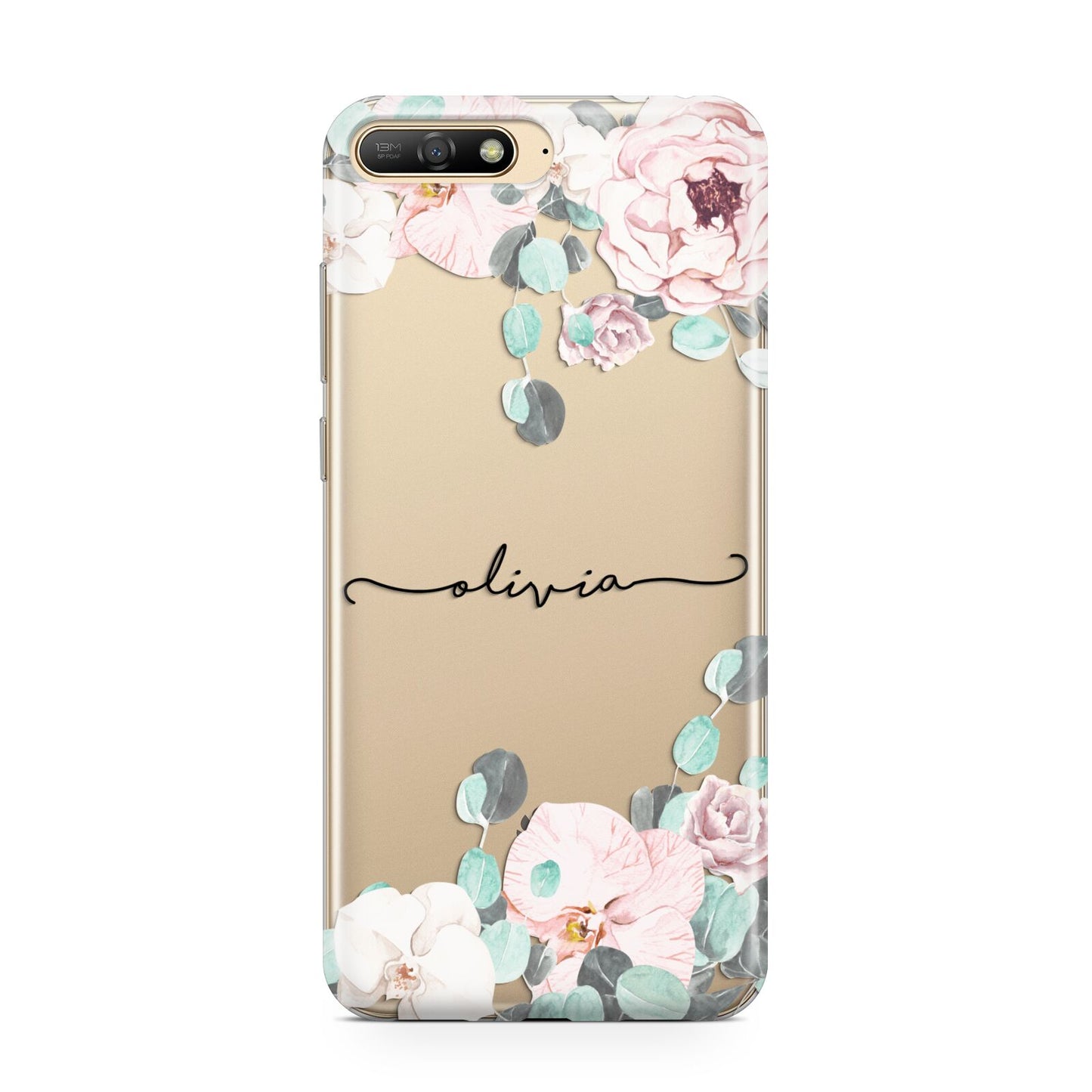 Personalised Pink Flower Name Huawei Y6 2018