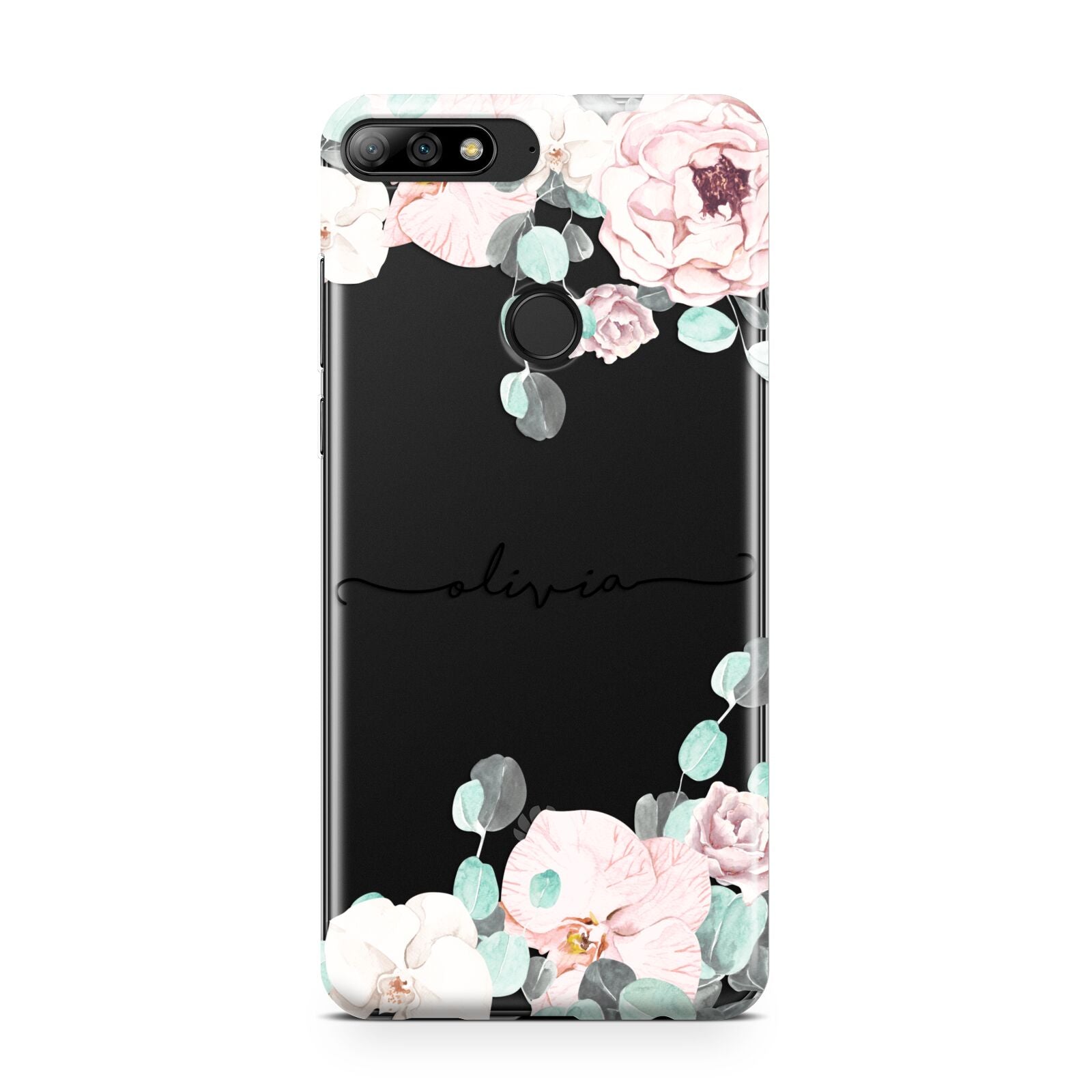 Personalised Pink Flower Name Huawei Y7 2018