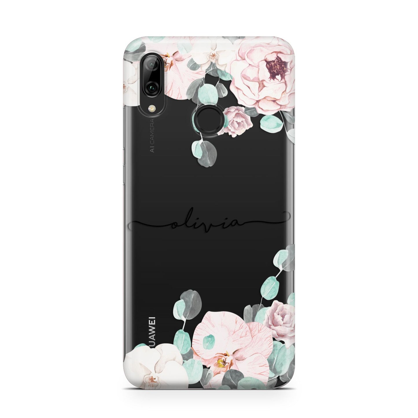 Personalised Pink Flower Name Huawei Y7 2019