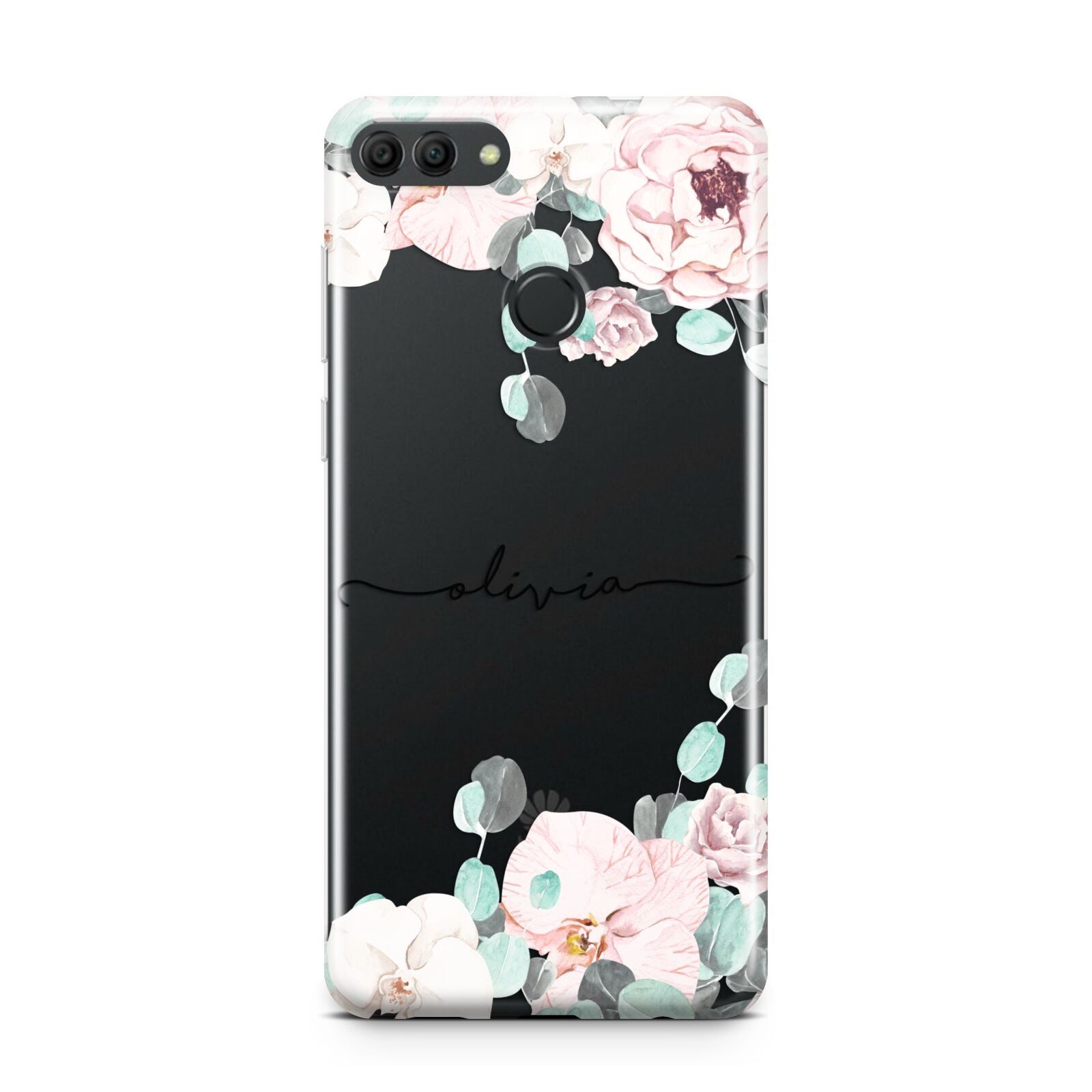 Personalised Pink Flower Name Huawei Y9 2018