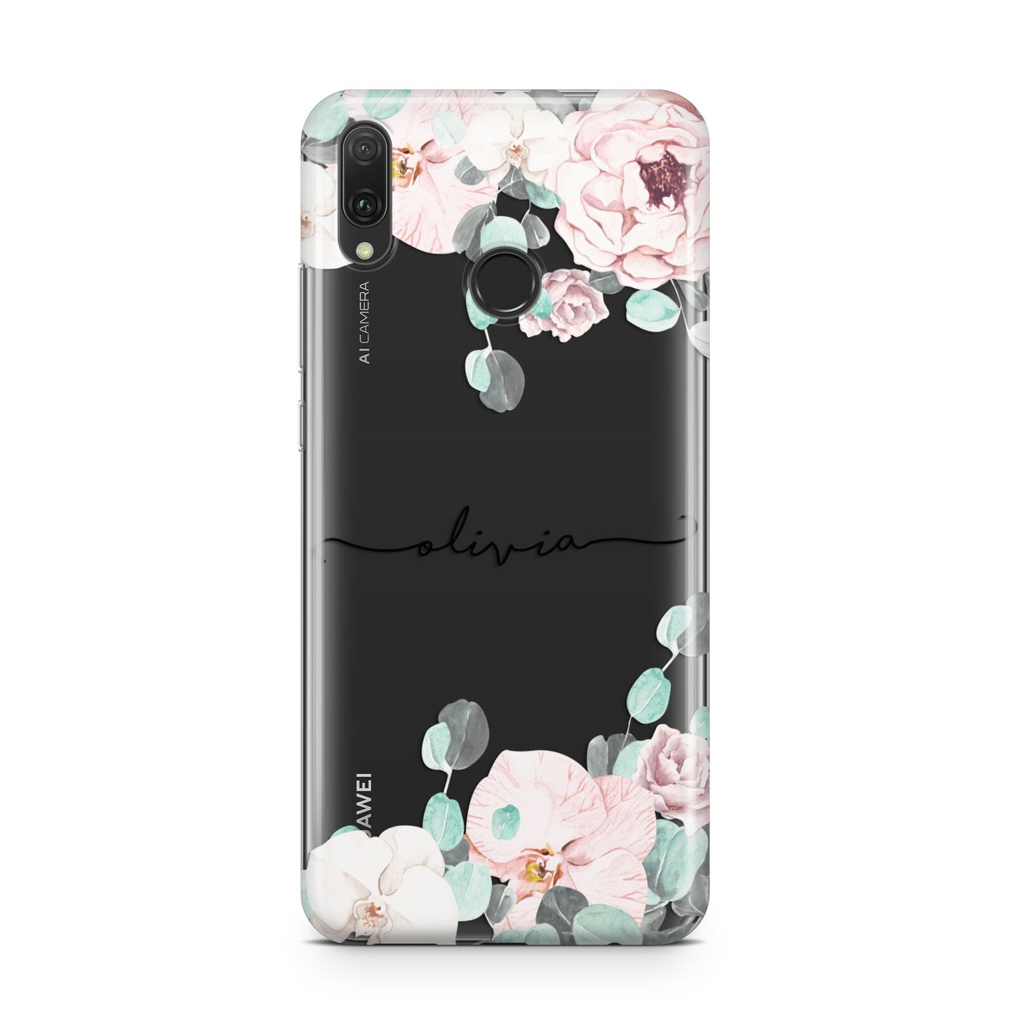 Personalised Pink Flower Name Huawei Y9 2019