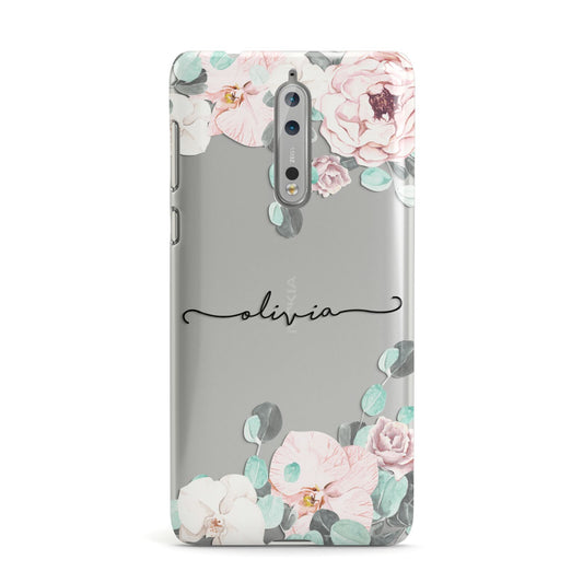 Personalised Pink Flower Name Nokia Case