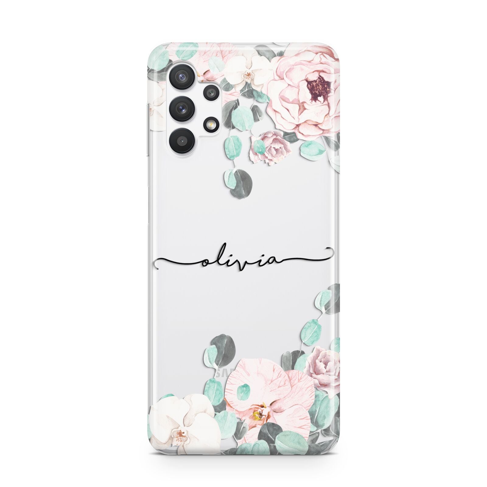 Personalised Pink Flower Name Samsung A32 5G Case