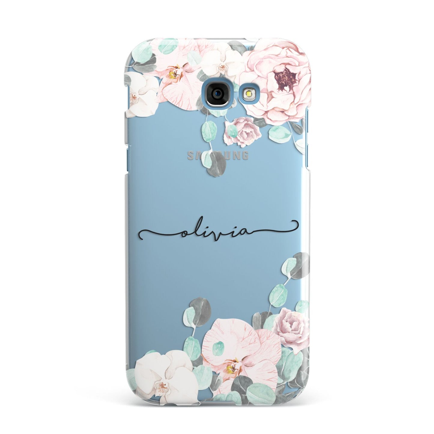 Personalised Pink Flower Name Samsung Galaxy A7 2017 Case