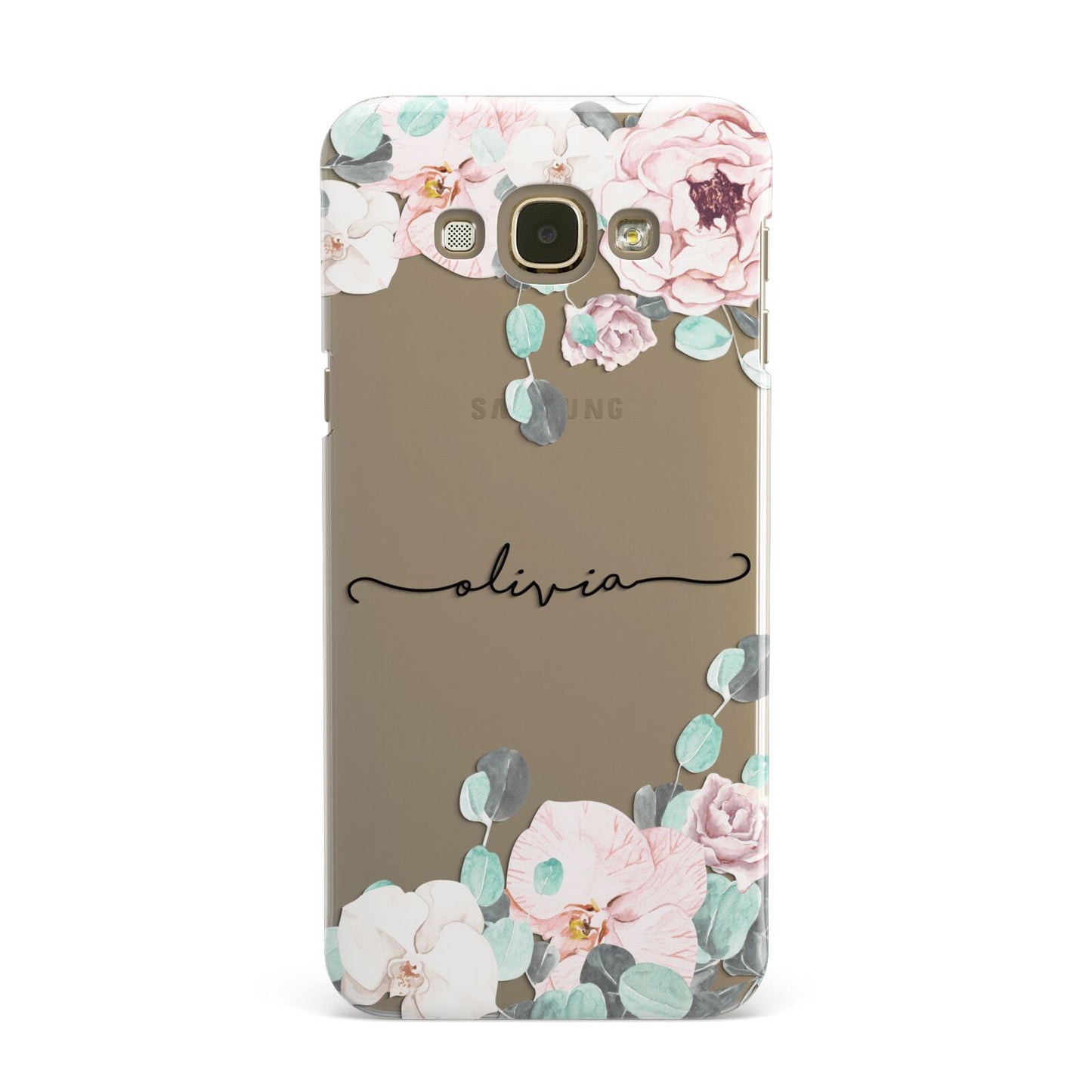 Personalised Pink Flower Name Samsung Galaxy A8 Case