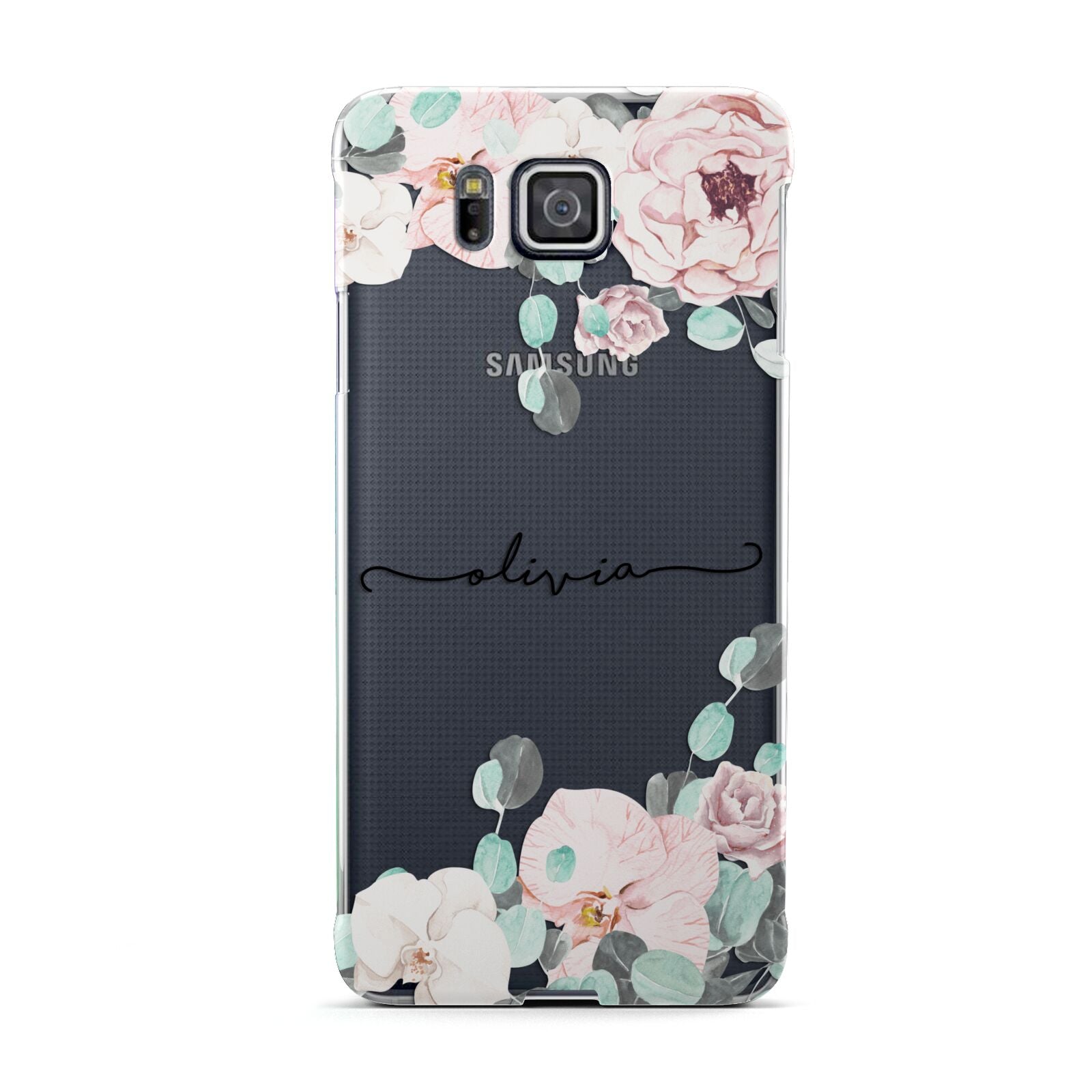 Personalised Pink Flower Name Samsung Galaxy Alpha Case