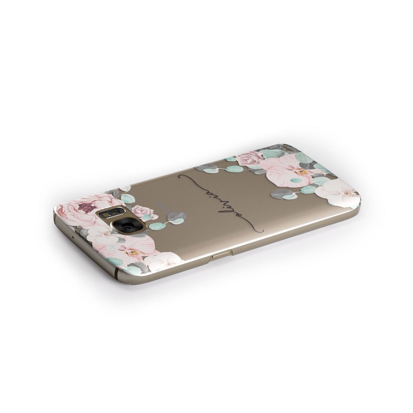 Personalised Pink Flower Name Samsung Galaxy Case Side Close Up