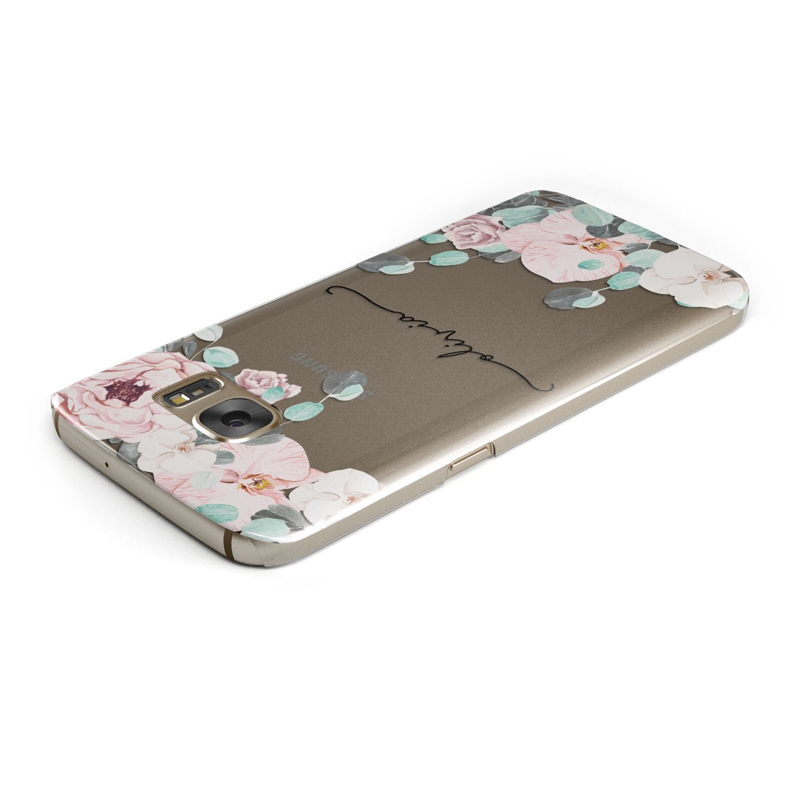 Personalised Pink Flower Name Samsung Galaxy Case Top Cutout