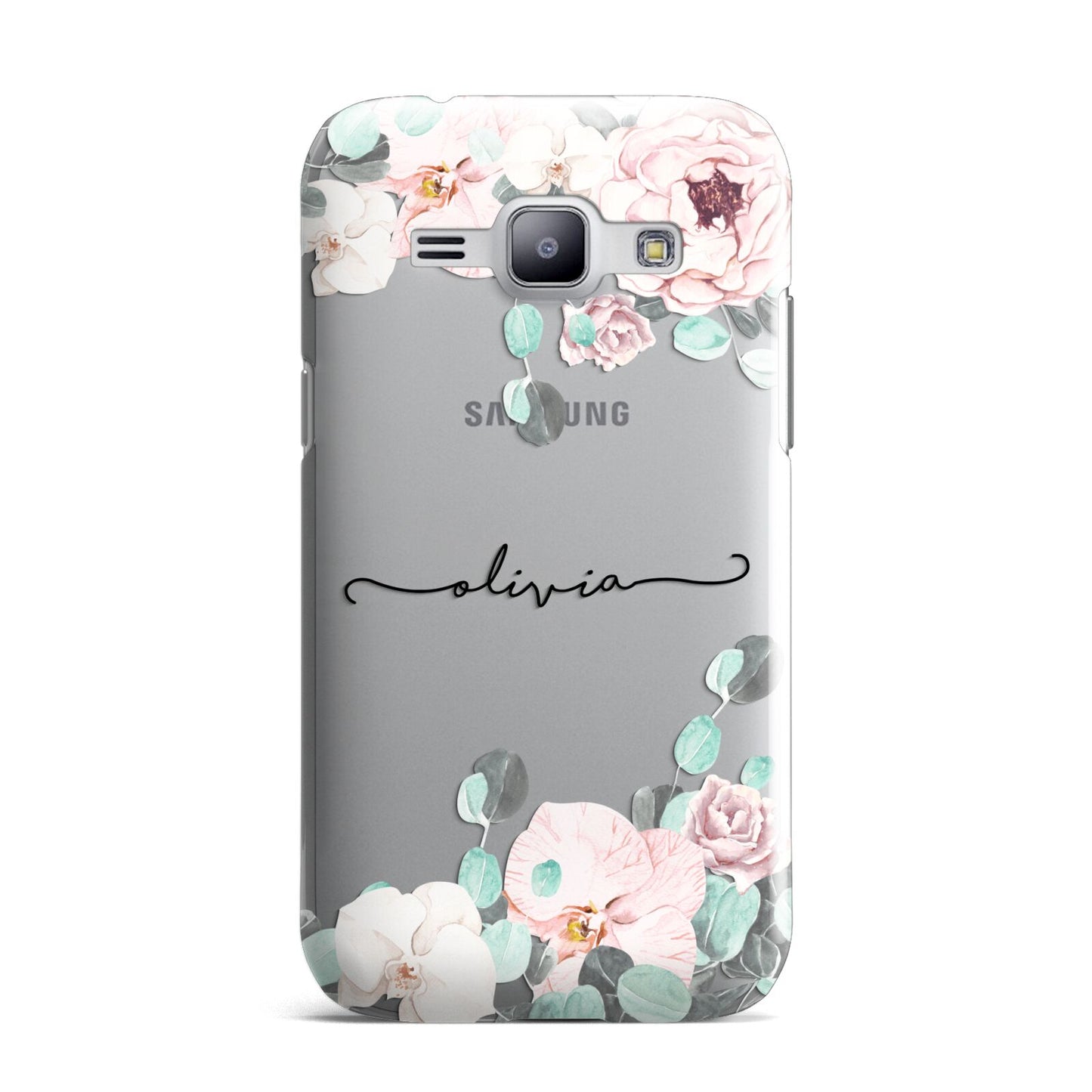 Personalised Pink Flower Name Samsung Galaxy J1 2015 Case