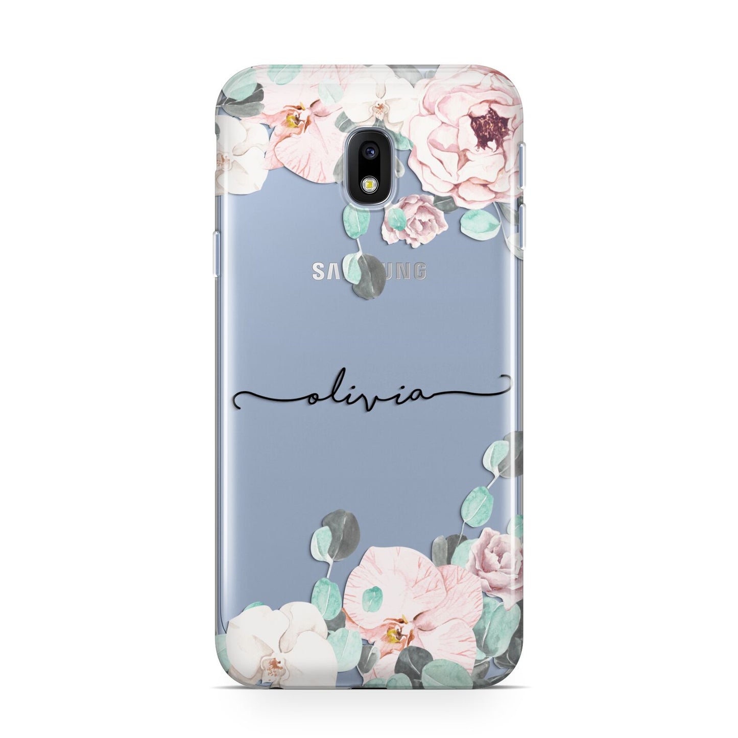 Personalised Pink Flower Name Samsung Galaxy J3 2017 Case