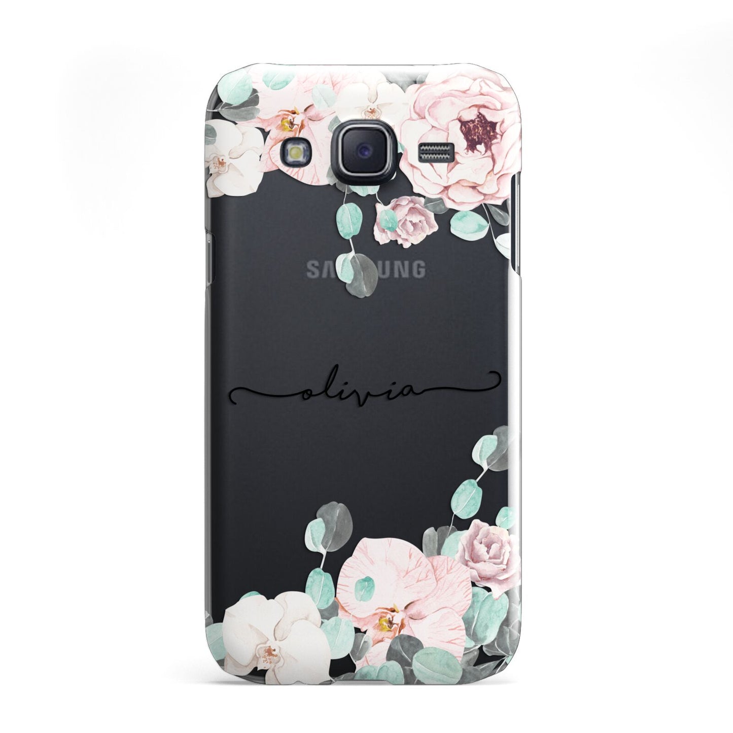 Personalised Pink Flower Name Samsung Galaxy J5 Case