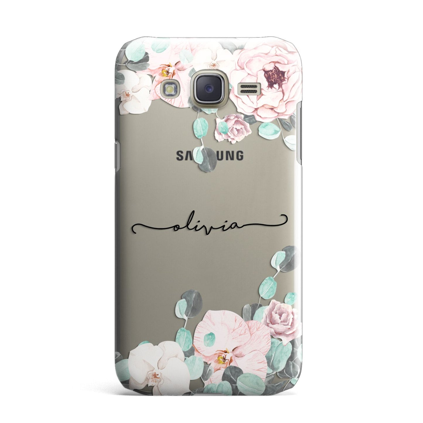 Personalised Pink Flower Name Samsung Galaxy J7 Case