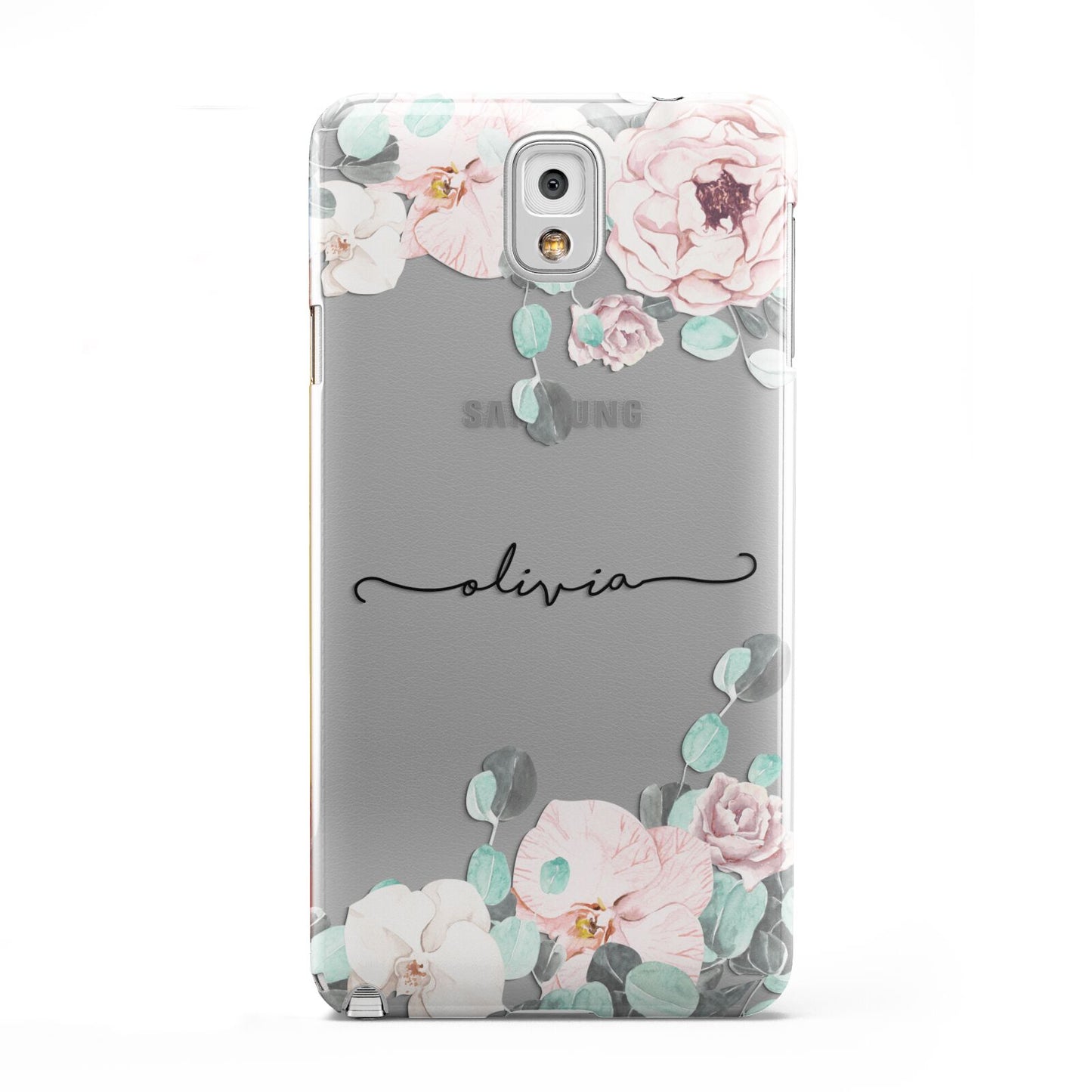 Personalised Pink Flower Name Samsung Galaxy Note 3 Case