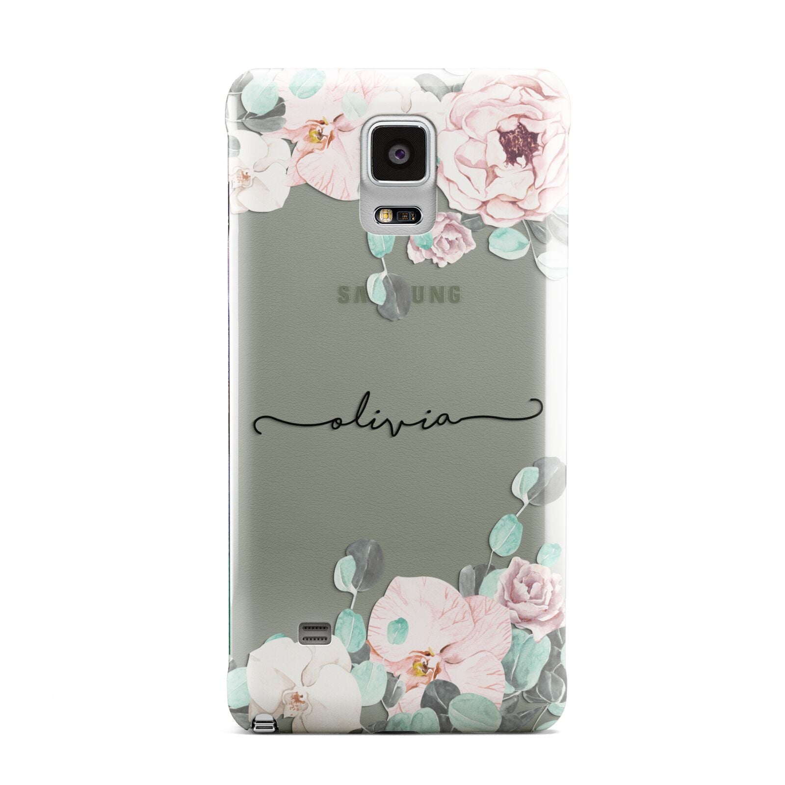 Personalised Pink Flower Name Samsung Galaxy Note 4 Case