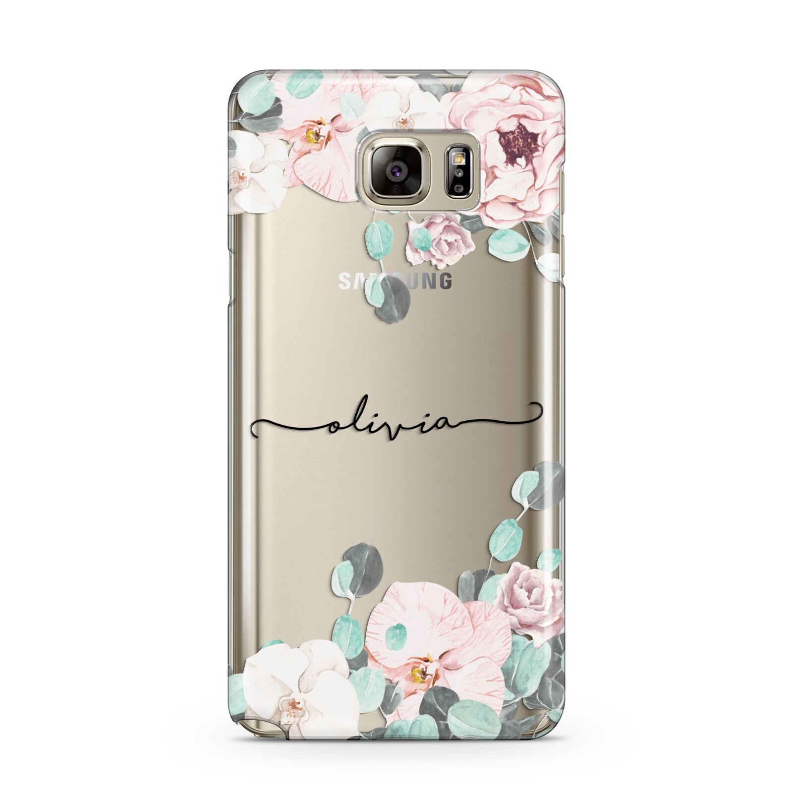 Personalised Pink Flower Name Samsung Galaxy Note 5 Case