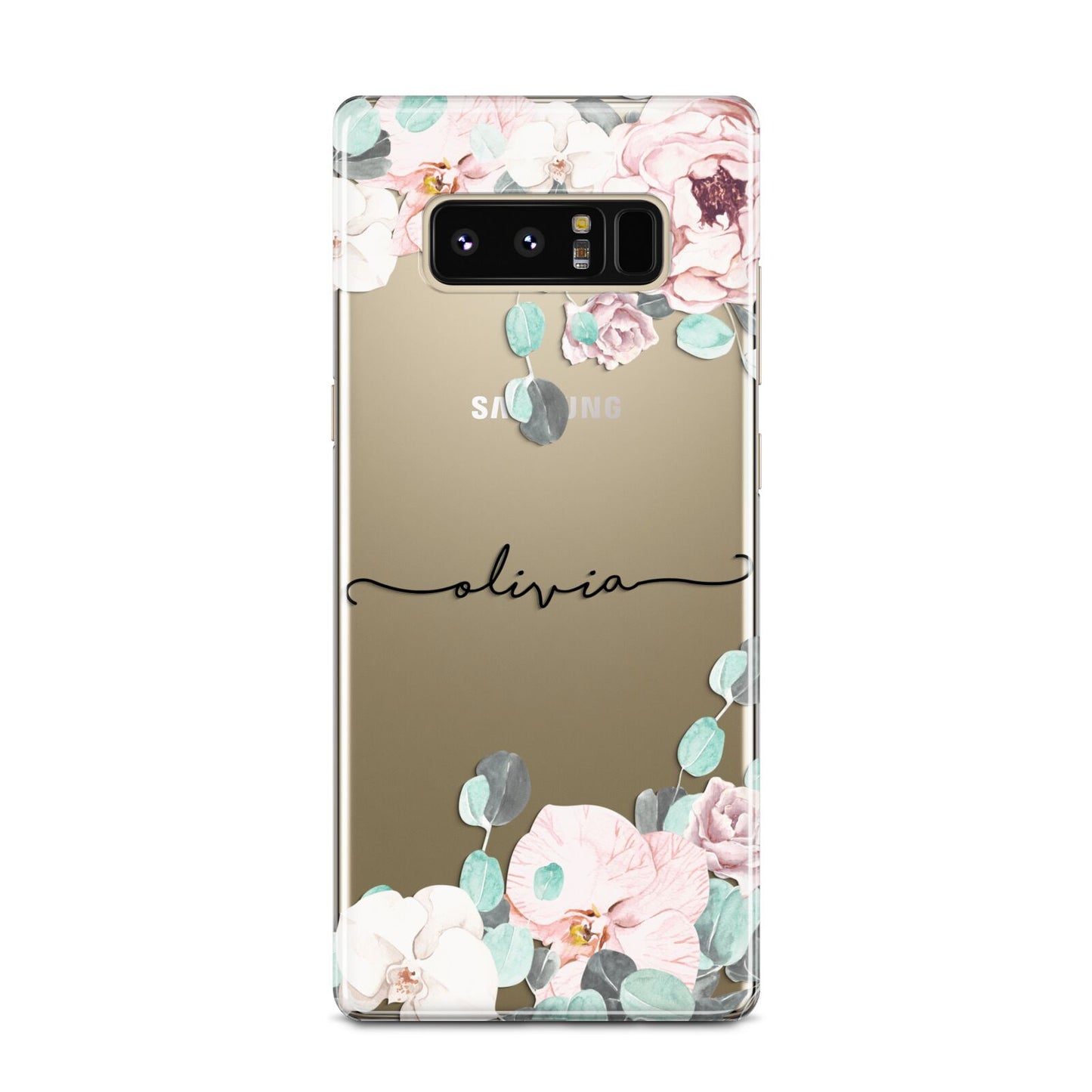 Personalised Pink Flower Name Samsung Galaxy Note 8 Case