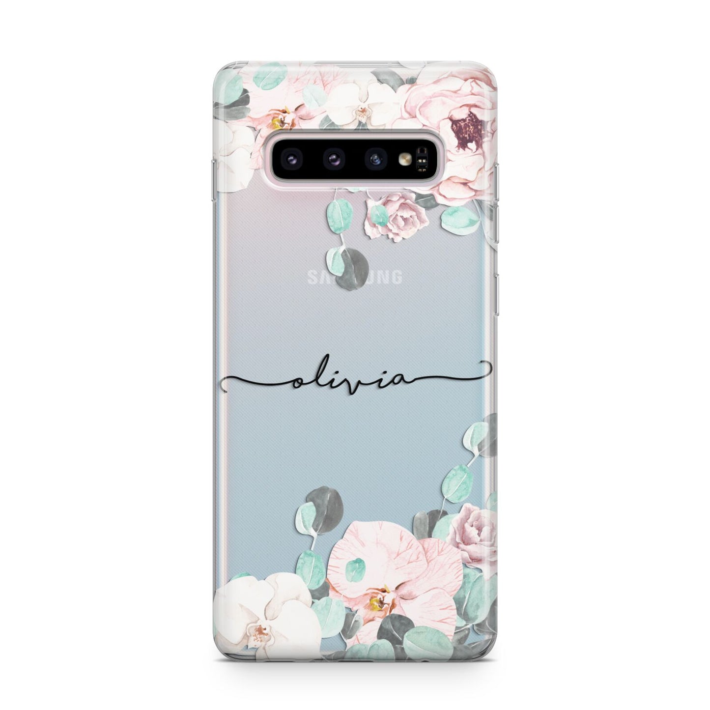 Personalised Pink Flower Name Samsung Galaxy S10 Plus Case