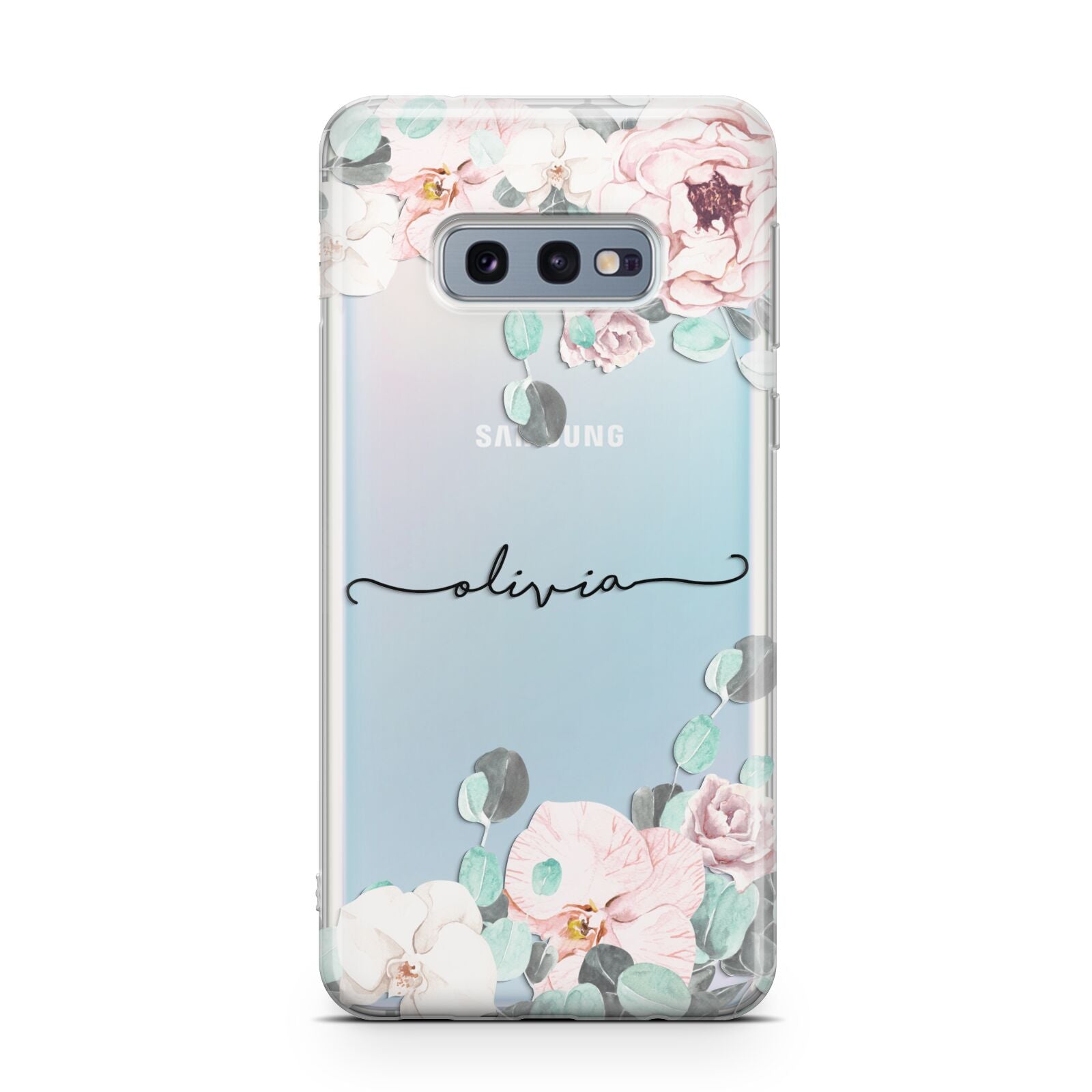 Personalised Pink Flower Name Samsung Galaxy S10E Case