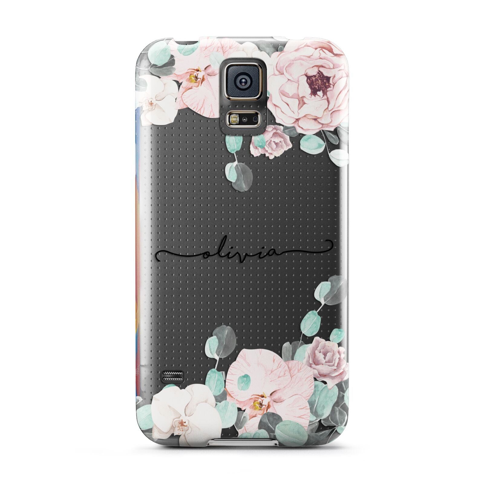 Personalised Pink Flower Name Samsung Galaxy S5 Case