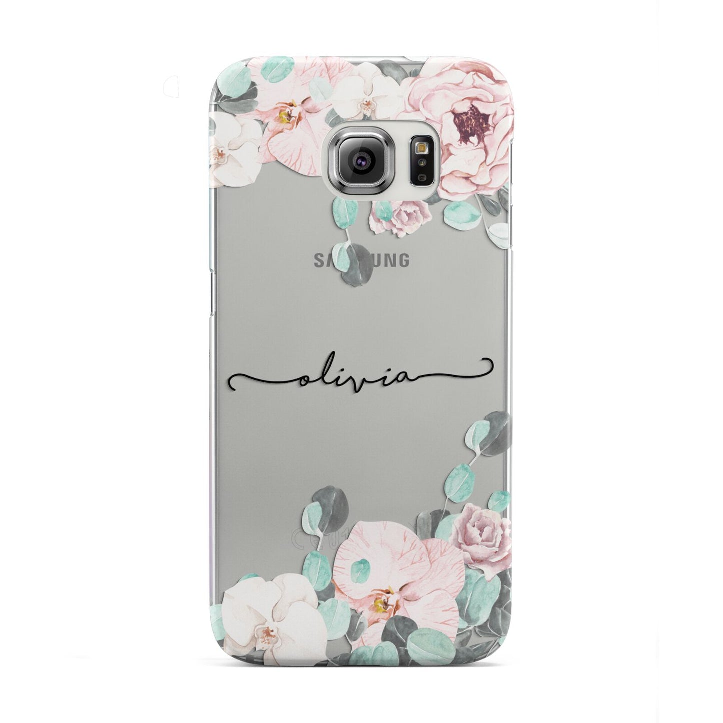 Personalised Pink Flower Name Samsung Galaxy S6 Edge Case