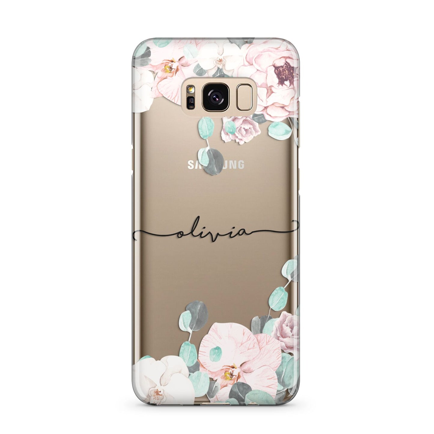 Personalised Pink Flower Name Samsung Galaxy S8 Plus Case