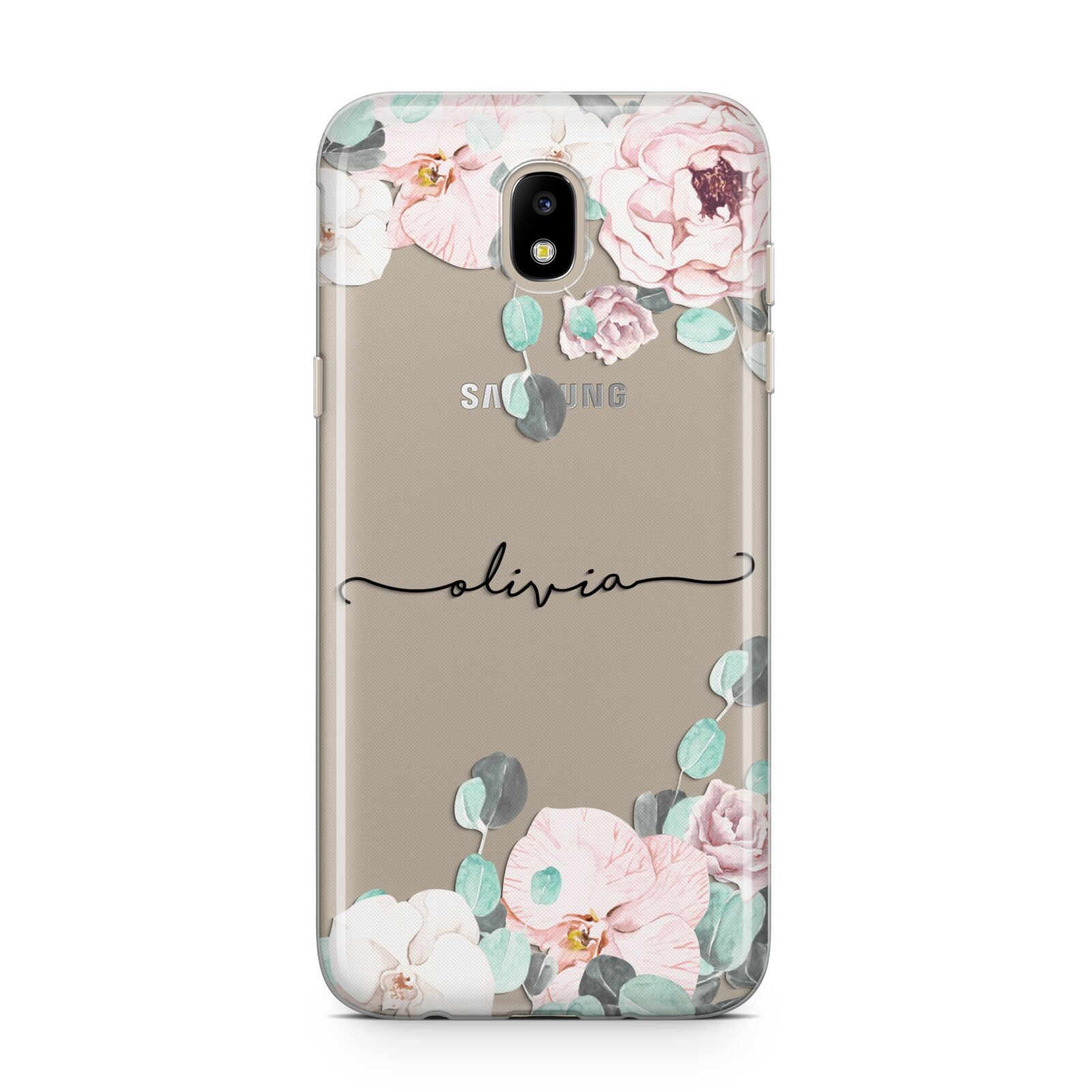 Personalised Pink Flower Name Samsung J5 2017 Case