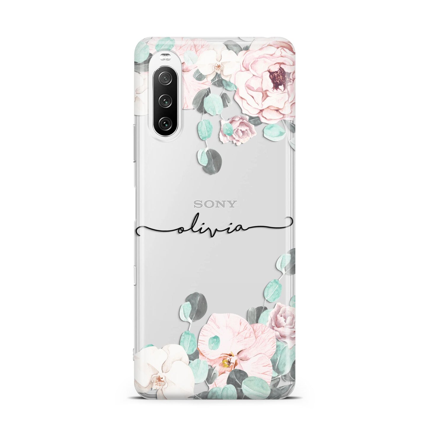 Personalised Pink Flower Name Sony Xperia 10 III Case