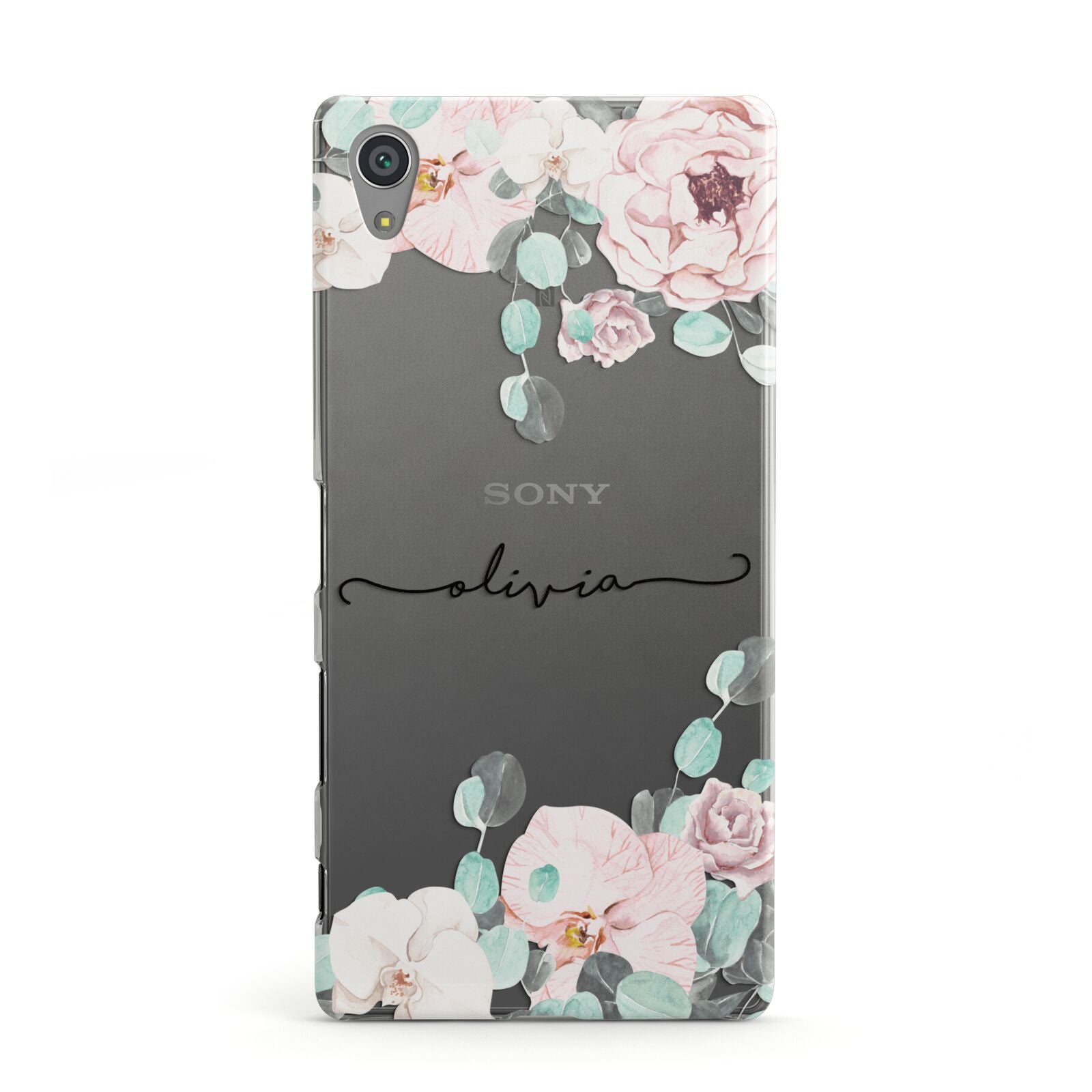 Personalised Pink Flower Name Sony Xperia Case