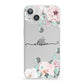 Personalised Pink Flower Name iPhone 13 Clear Bumper Case