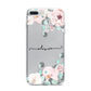 Personalised Pink Flower Name iPhone 7 Plus Bumper Case on Silver iPhone