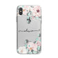 Personalised Pink Flower Name iPhone X Bumper Case on Silver iPhone Alternative Image 1